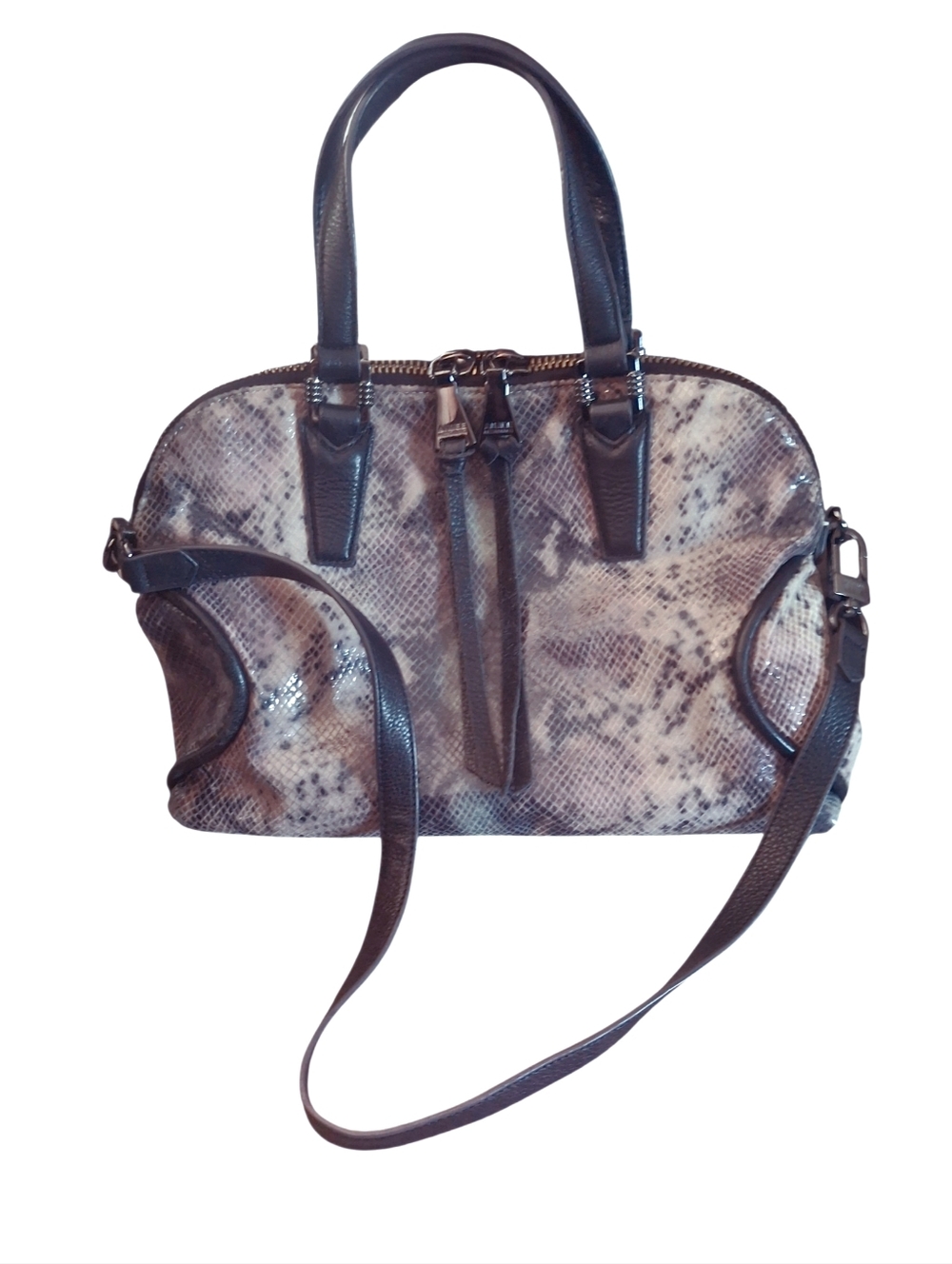 Aimee Kestenberg Snakeskin Dome Satchel With Crossbody Strap